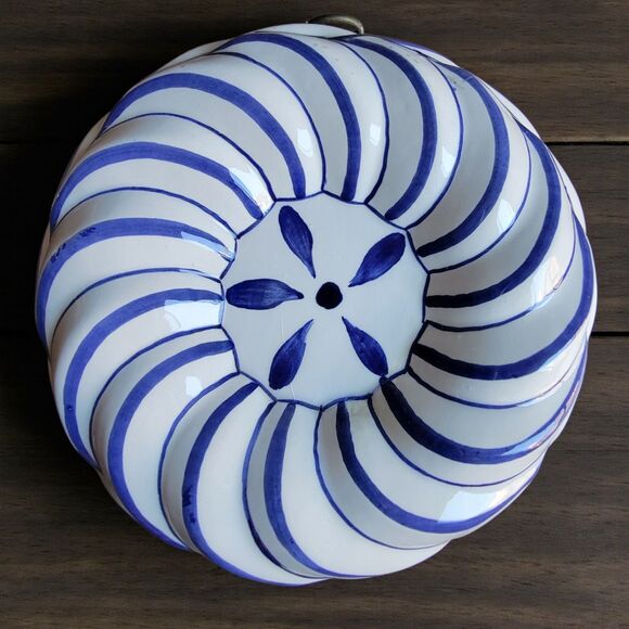 VTG Set Of 2 Knobler Japan Ceramic Jelly Molds Hand Painted Blue White Home - Picture 8 of 14